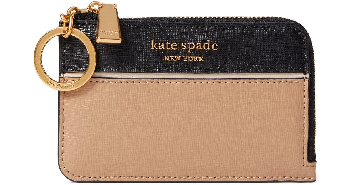 Kate Spade Colorblocked Saffiano Leather Zip Card Holder Lyst