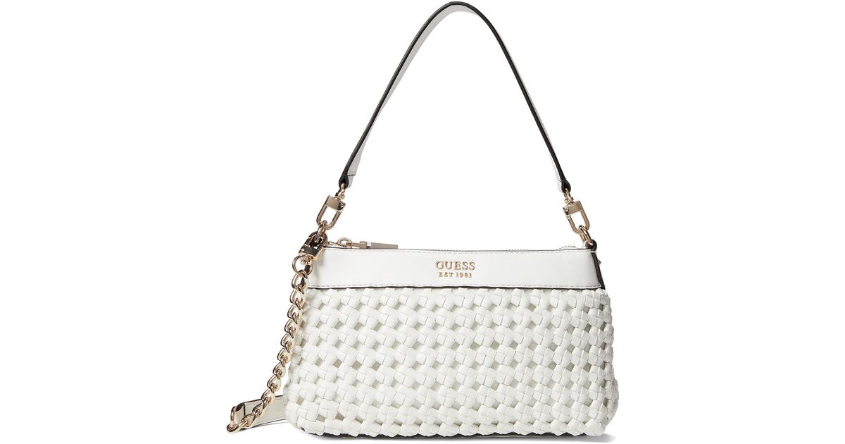 Guess Synthetic Sicilia Top Zip Shoulder Bag in White Lyst