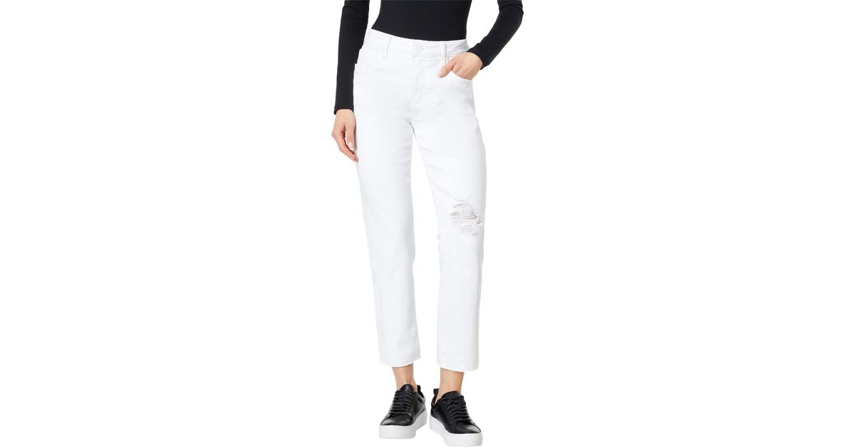 Kut From The Kloth Cotton Reese High-rise Fab Ab Ankle Straight Raw Hem In Optic White - Lyst