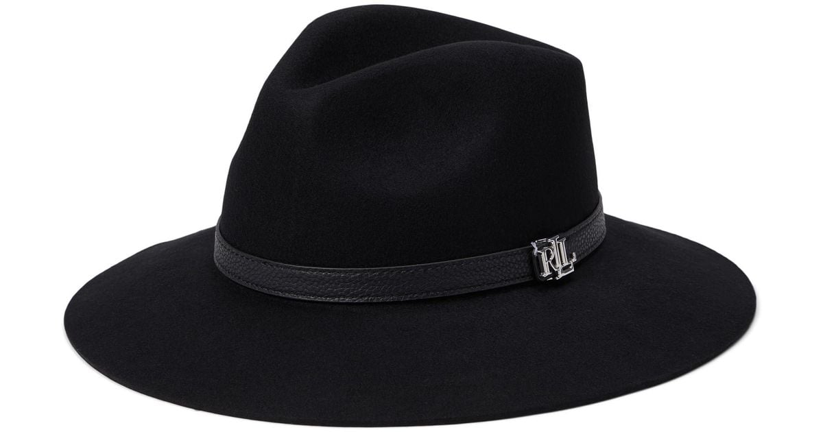 Lauren by Ralph Lauren Wool Fedora With Logo in Black Lyst