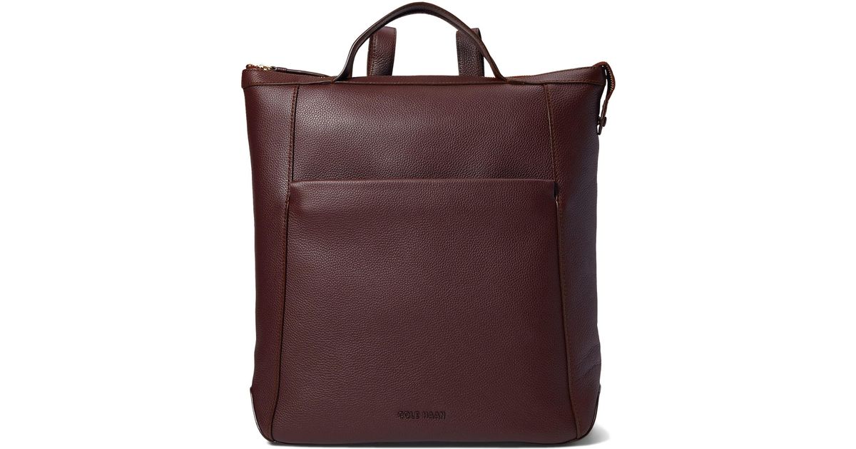 Cole Haan Grand Ambition Leather Convertible Backpack in Burgundy