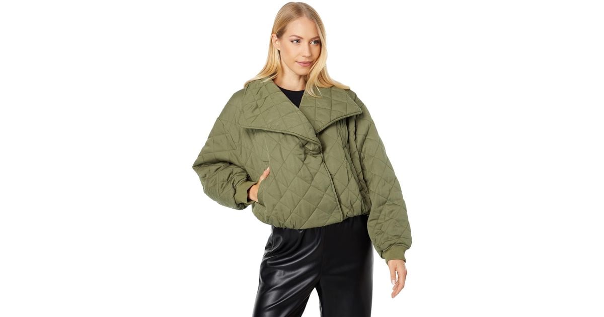 Blank NYC Synthetic Cropped Quilted Jacket In Green Signs Lyst