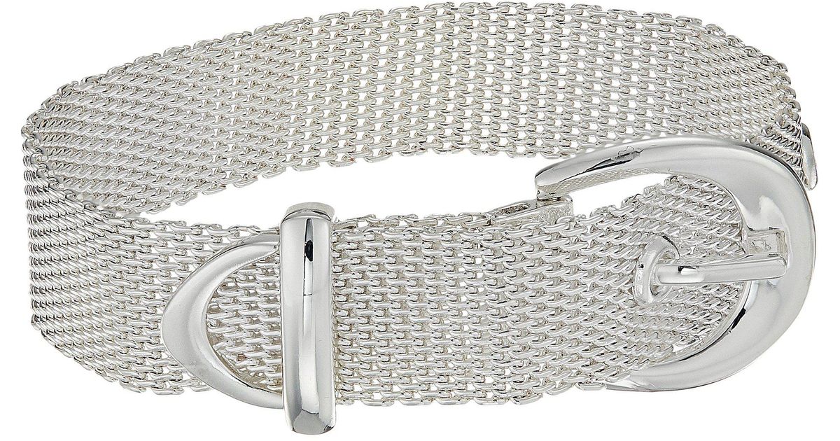BELT BRACELET SILVER MESH BUCKLE BANGLE