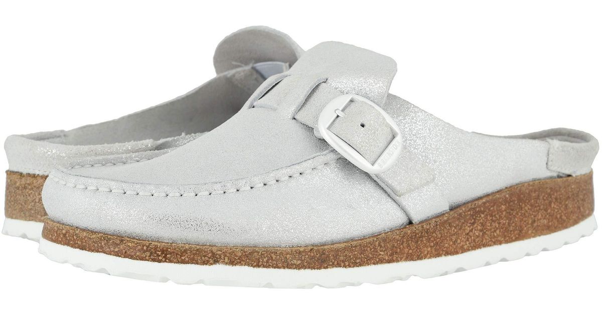 Birkenstock Suede Buckley in Silver (Metallic) - Lyst