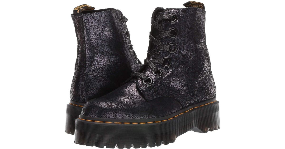 Dr. Martens Suede Molly Iridescent Crackle Shoes in Black | Lyst