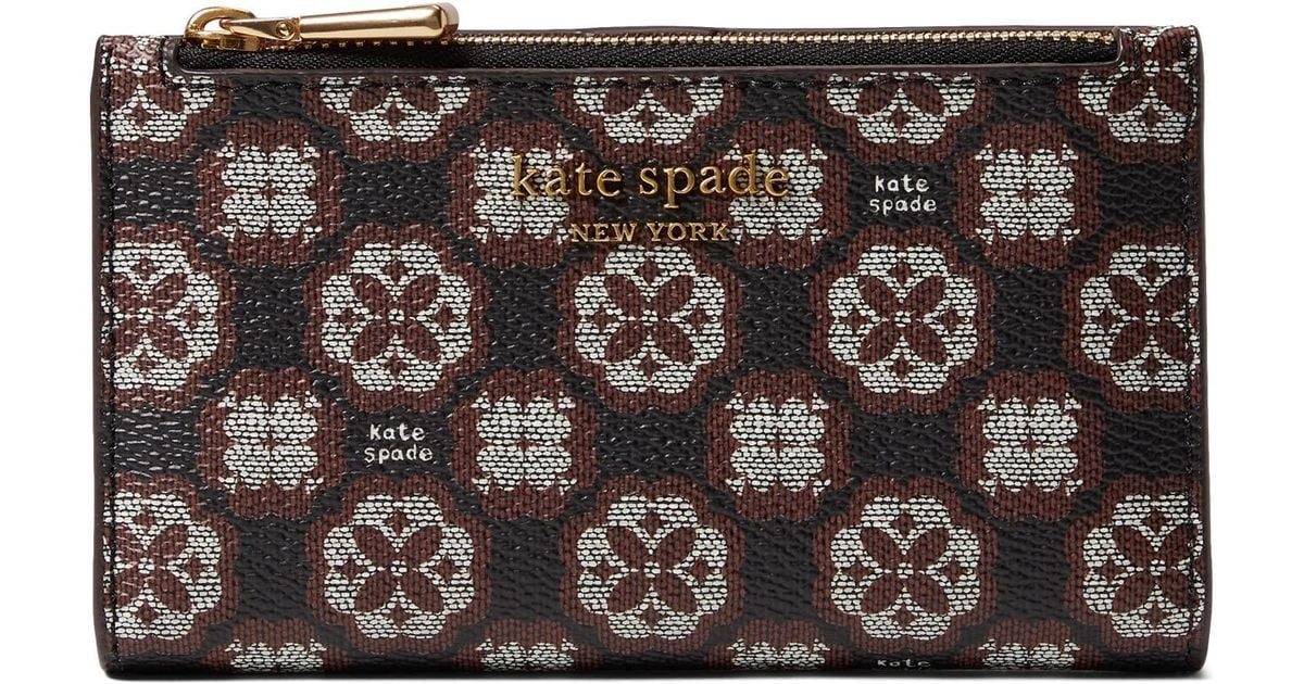 Kate Spade Spade Flower Monogram Coated Canvas Small Slim Bifold Wallet