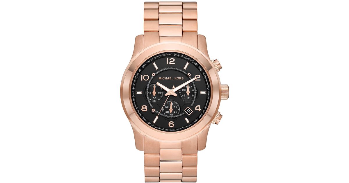 Michael Kors Mk9123 in Chronograph - Lyst Runway Watch Rose Gold-tone Stainless Steel | Pink