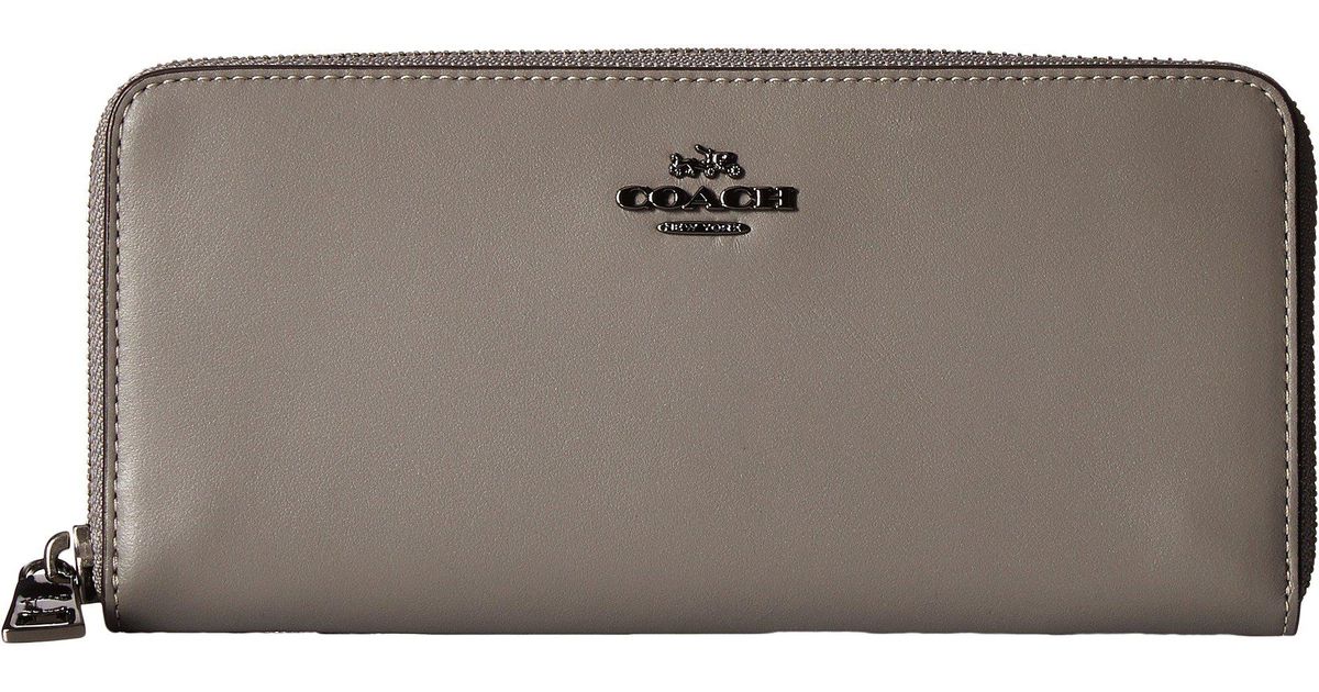 COACH Slim Accordion Zip Wallet In Smooth Leather in dk/Heather Grey (Gray) - Lyst