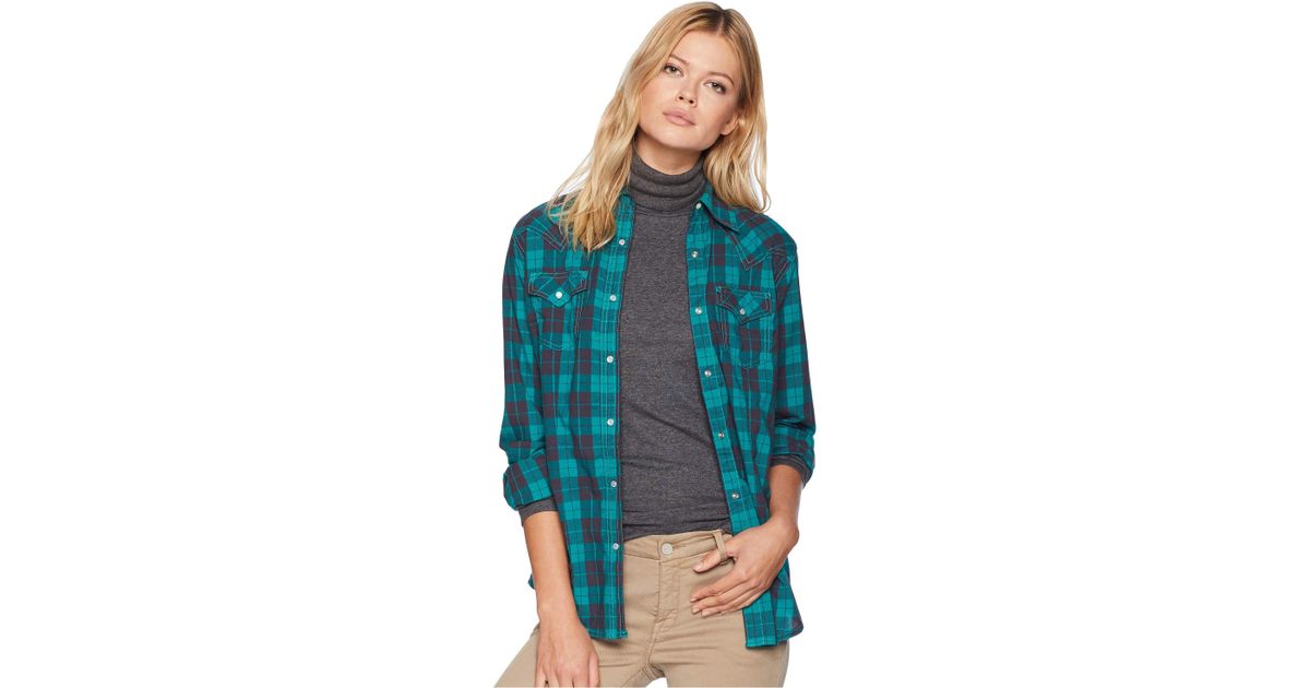 Wrangler Womens Long Sleeve Woven Plaid Snap