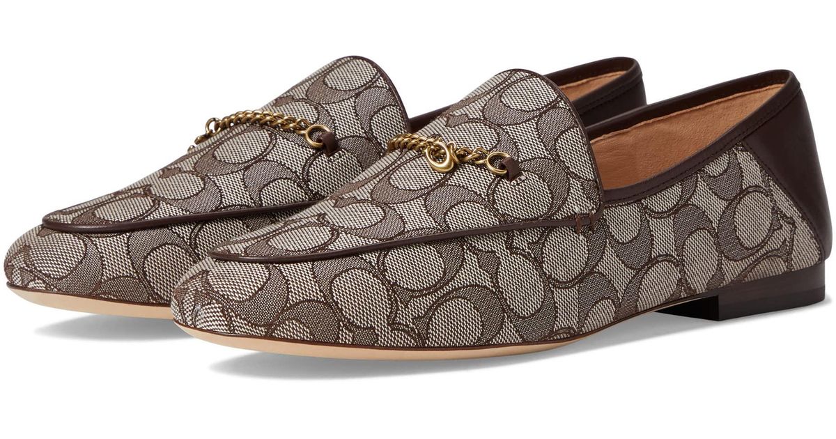 COACH Leather Hanna Signature Jacquard Loafer in Brown Lyst