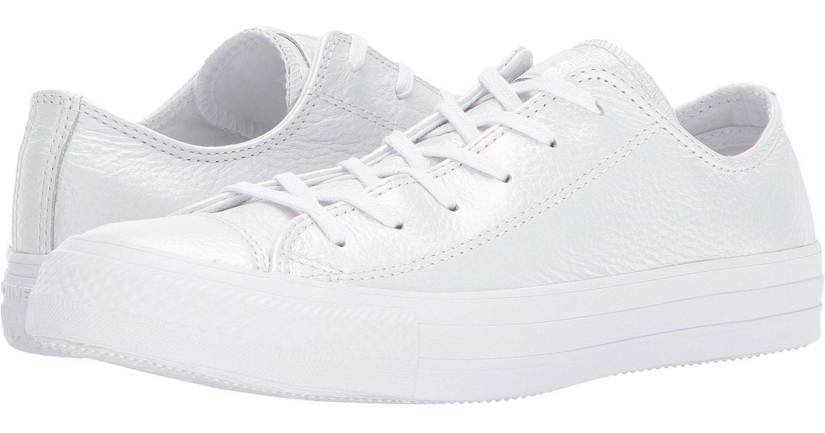 Converse Chuck TaylorÂ® All StarÂ® Iridescent Leather Ox in White/White/White (White) - Lyst