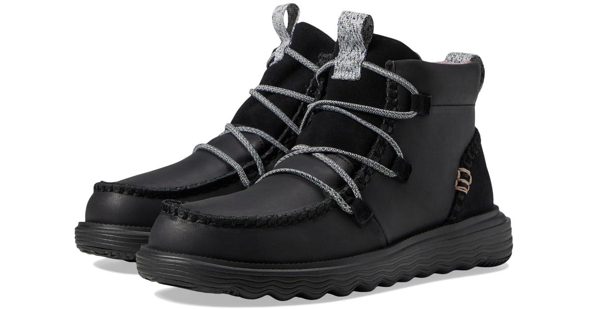 Hey Dude Reyes Boot Leather in Black | Lyst