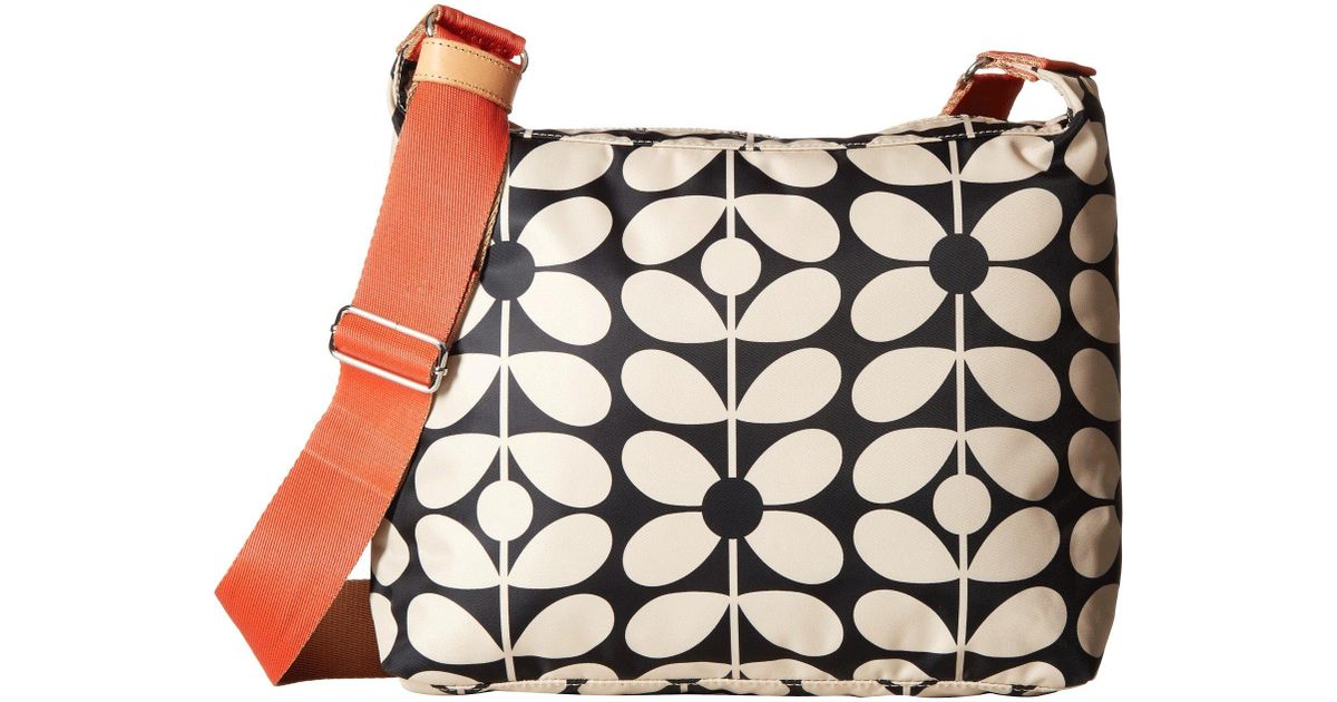 Orla Kiely Multicolor Sixties Stem Nylon Large Crossbody Charcoal Blue Cross Body Handbags