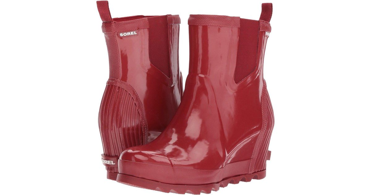 sorel joan rain wedge red