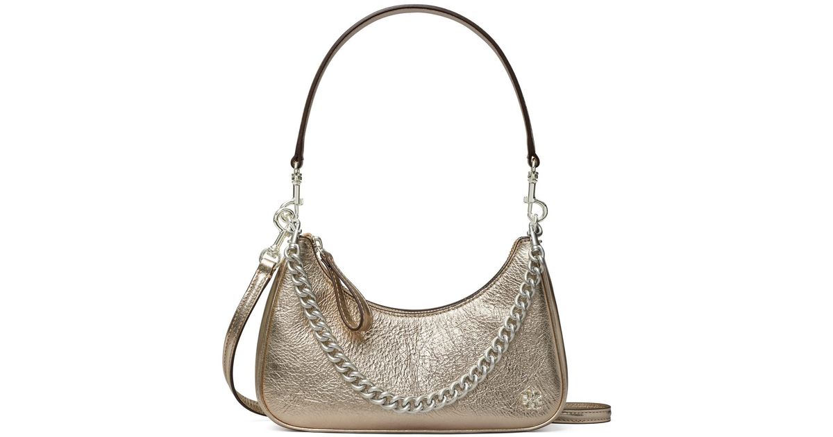 Tory Burch Leather Mercer Metallic Small Shoulder Bag Lyst