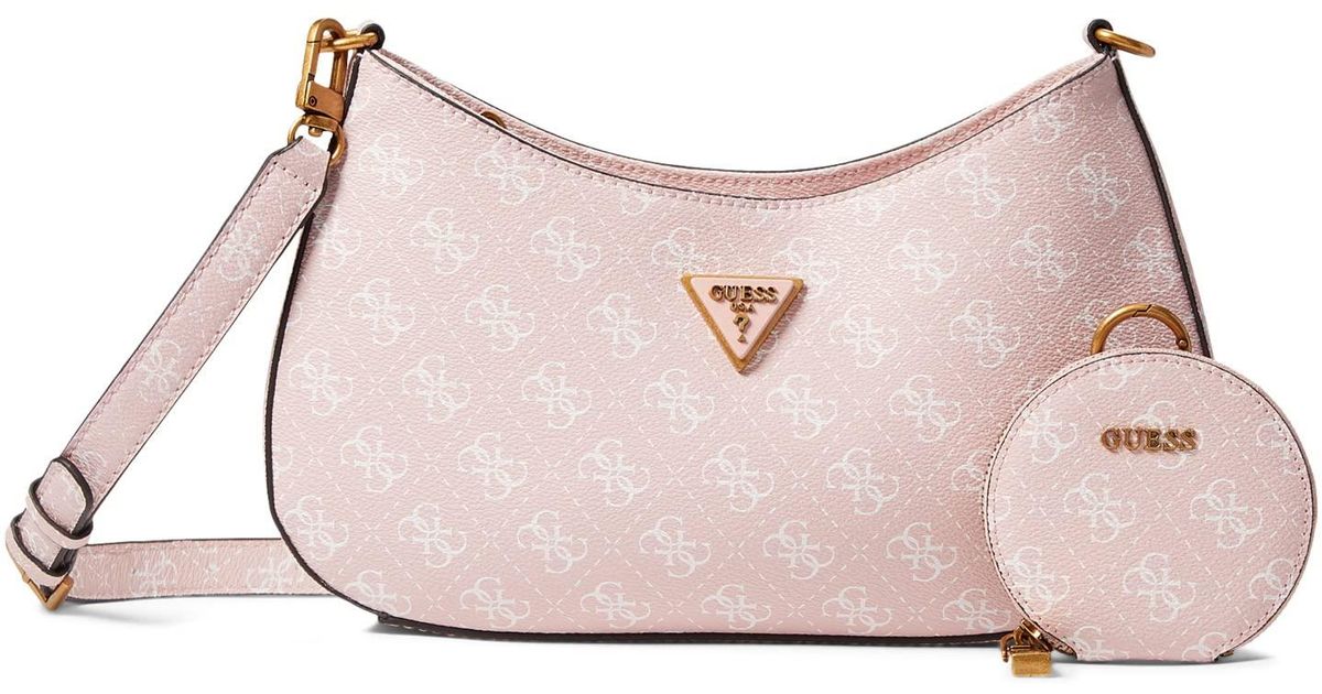 Guess Leather Alexie Top Zip Shoulder Bag in Pink Lyst