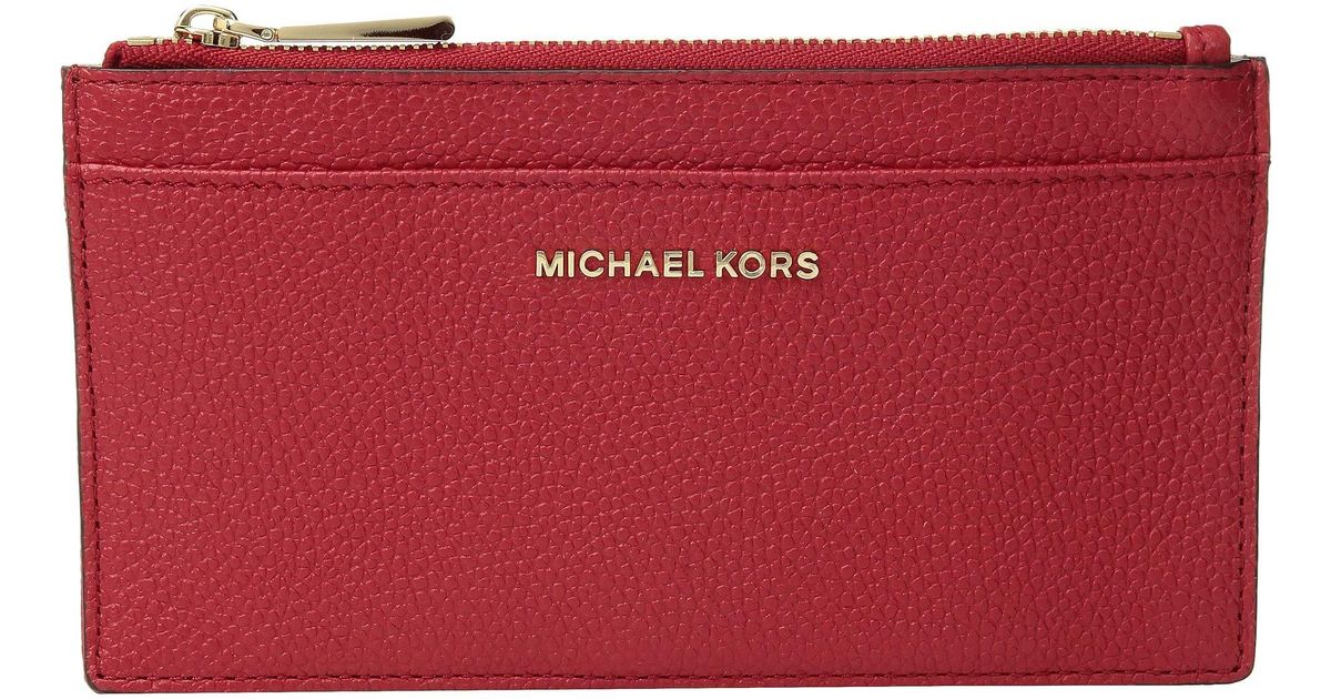 MICHAEL Michael Kors Leather Large Slim Card Case (pearl Grey) Credit ...