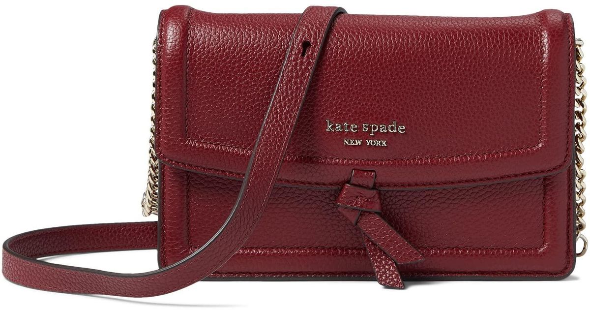 Kate Spade Knott Pebbled Leather Flap Crossbody in Red Lyst