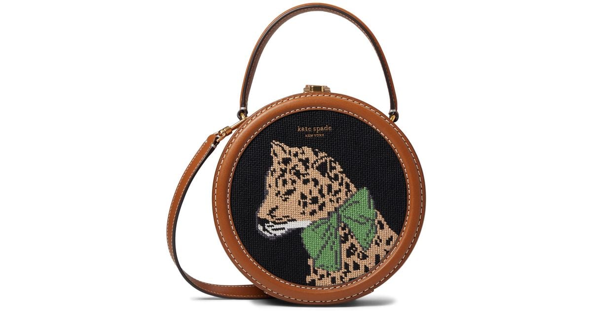 Kate Spade Lucy Lady Leopard Needlepoint Fabric Small Crossbody in