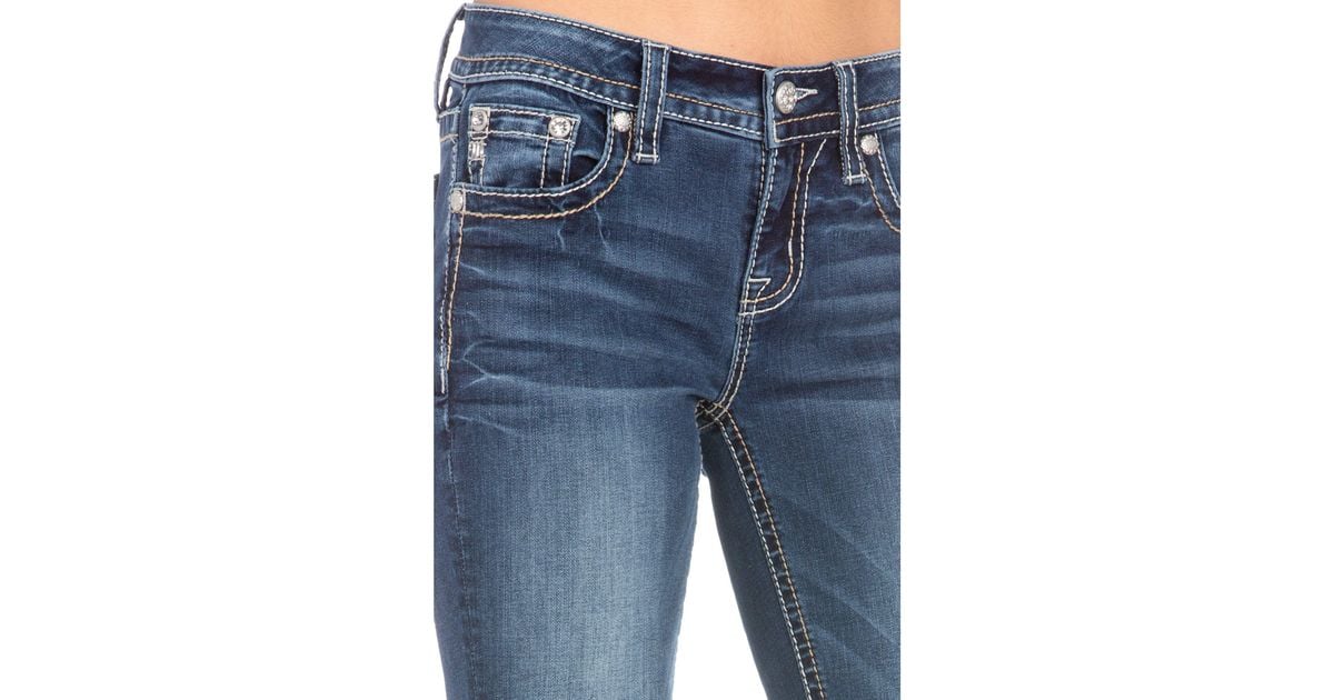 Miss Me Horseshoe Floral Cactus Bootcut Jeans In Dark Blue Lyst