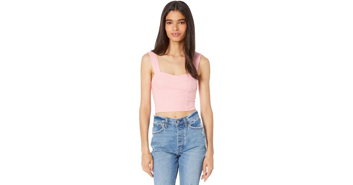 Abercrombie & Fitch Linen Corset Top in Pink | Lyst