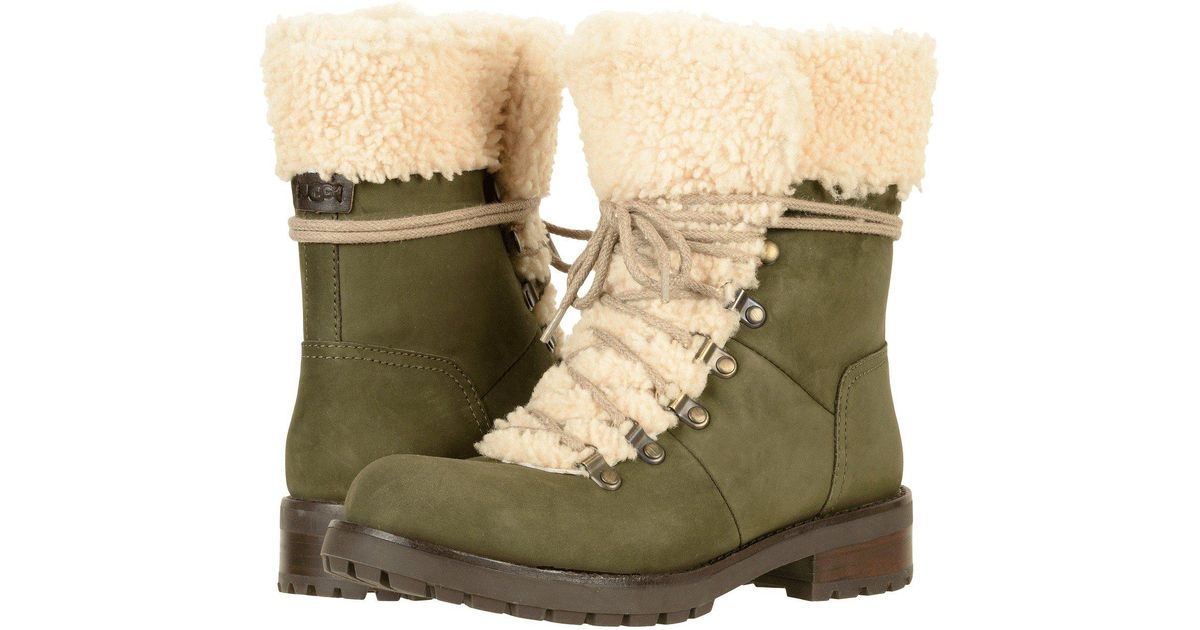 ugg fraser shearling and suede combat booties