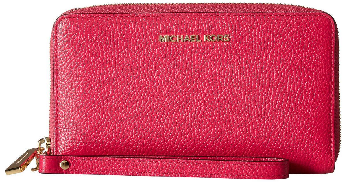 michael kors mercer pebble leather multi function phone case