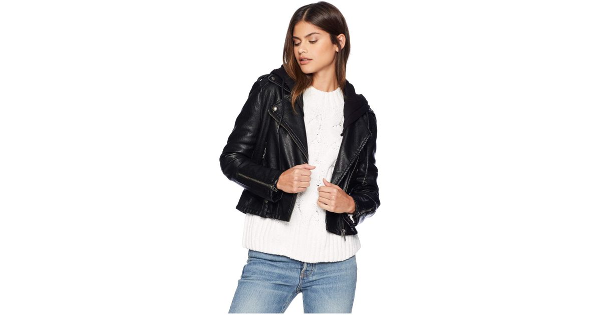 Lyst Blank Nyc Black Vegan Leather Jacket With Hooded Detail In Lyst Blank Nyc Black Vegan Leather Jacket With Hooded Detail In Neo Women S Coat