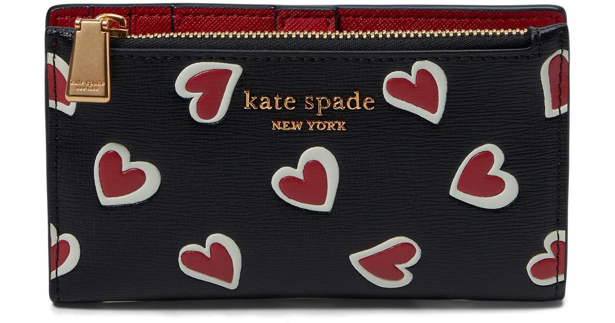 Kate Spade Morgan Stencil Hearts Embossed Printed Saffiano Leather