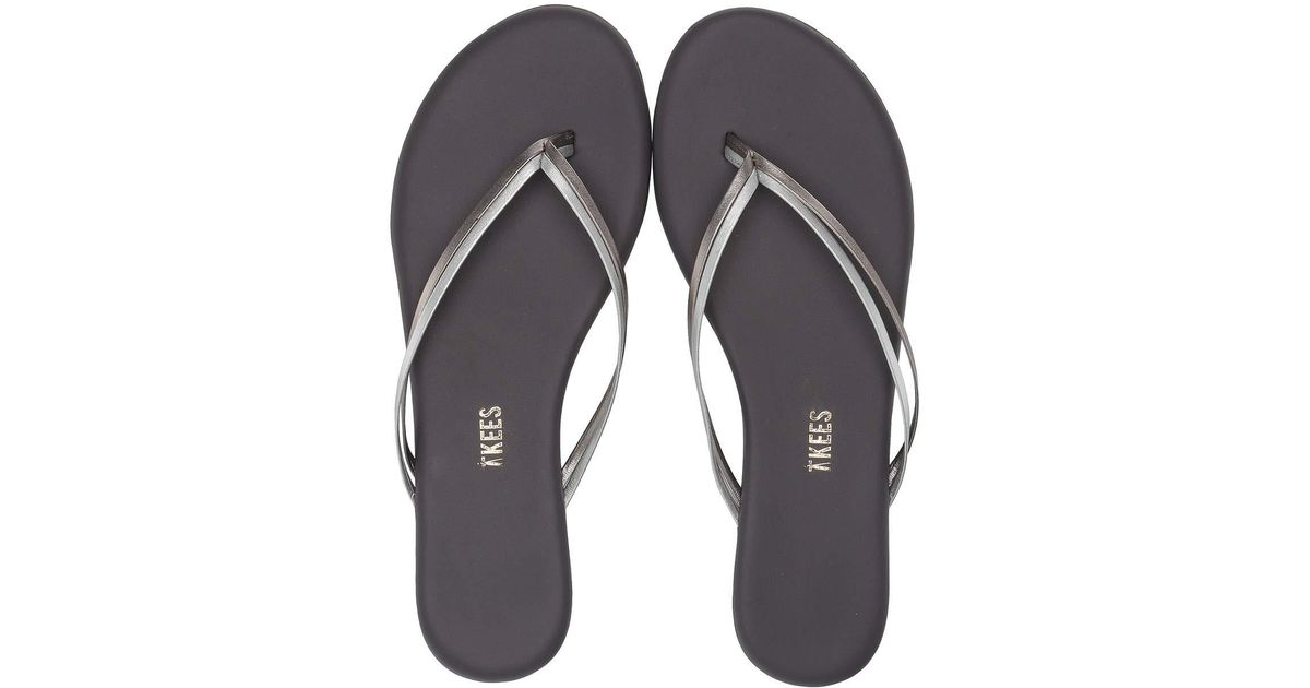 TKEES Leather Flip-flop-duos in Silver (Metallic) - Lyst