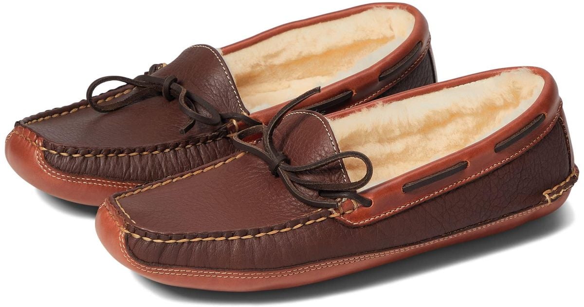 L.L. Bean Bison Double Sole Slipper Shearling Lined in Brown for Men Lyst