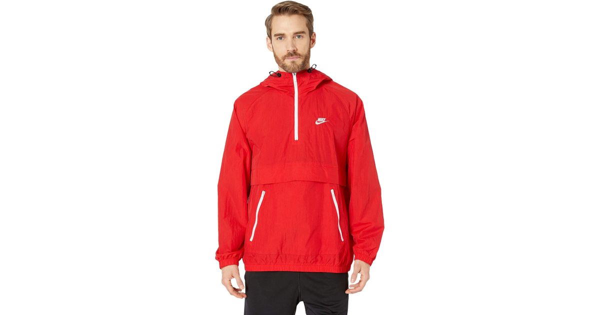 Nike Nsw Hooded Woven Anorak Jacket (university Red/indigo Force/white) Coat  for Men | Lyst
