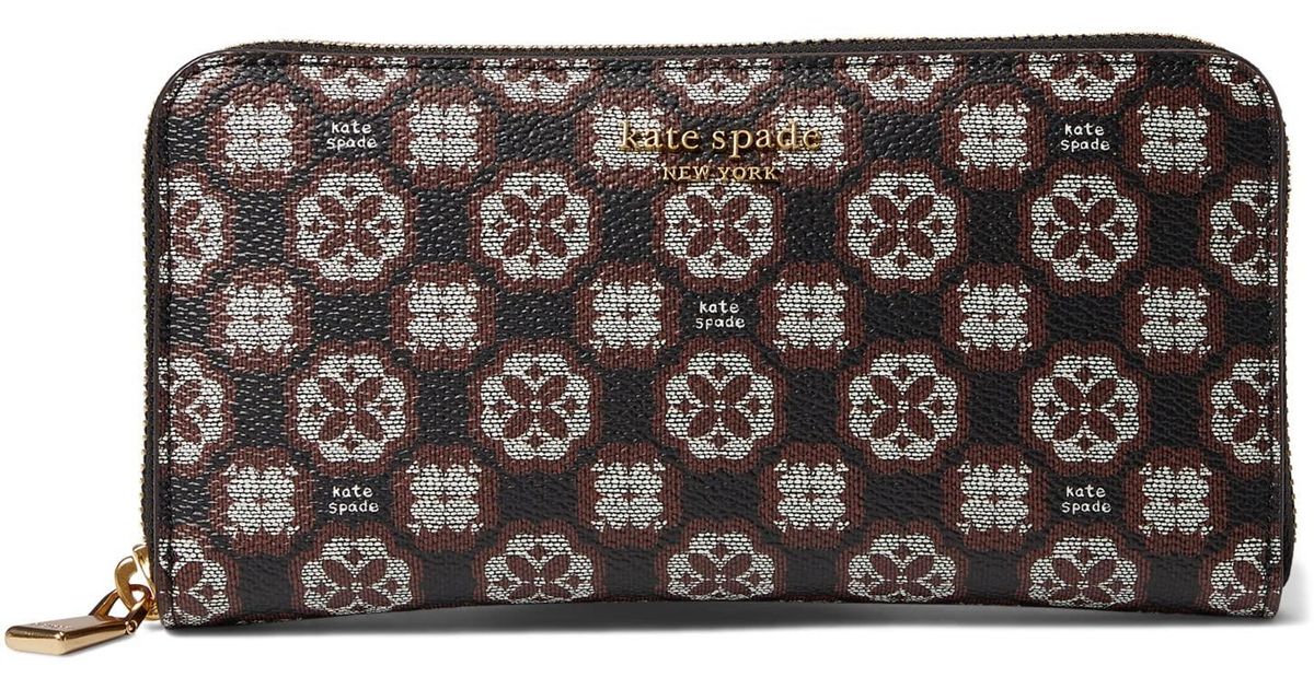 Kate Spade Spade Flower Monogram Coated Canvas Zip Around Continental