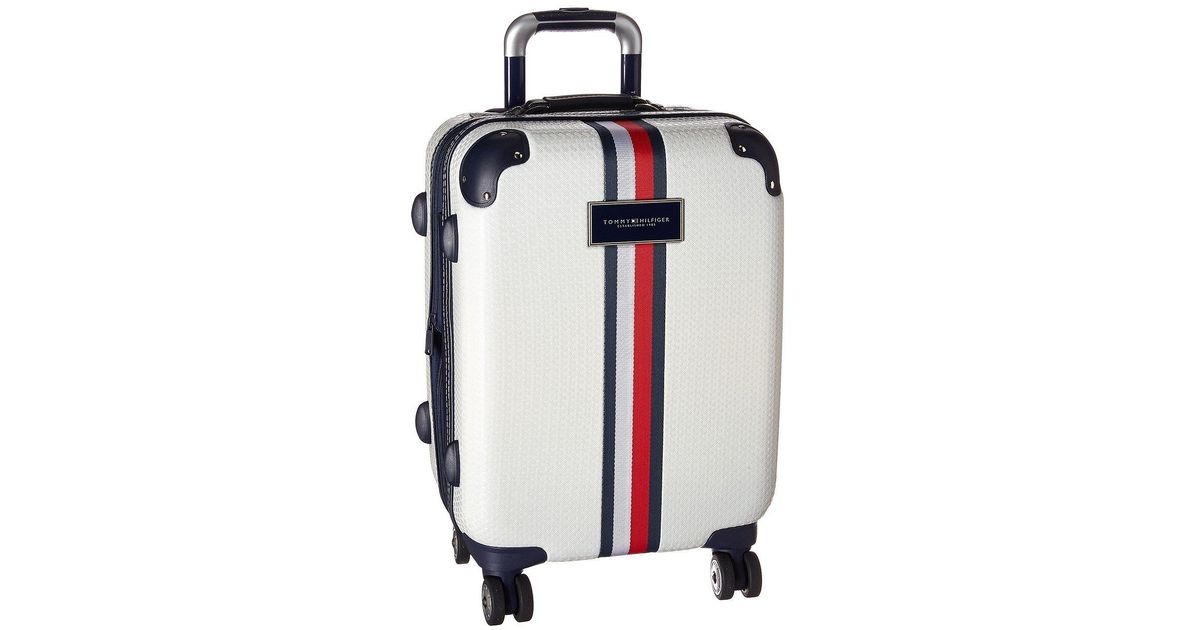 tommy hilfiger basketweave expandable hardside spinner suitcase