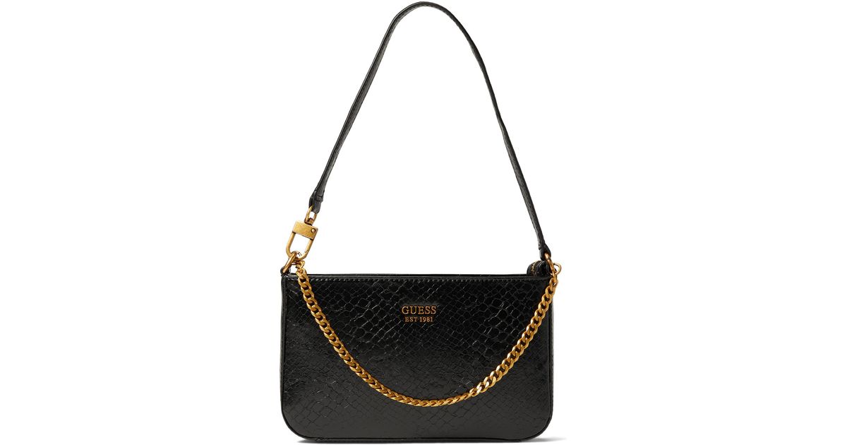 Guess Katey Luxe Mini Shoulder Bag - Black Authentic Crease Wash