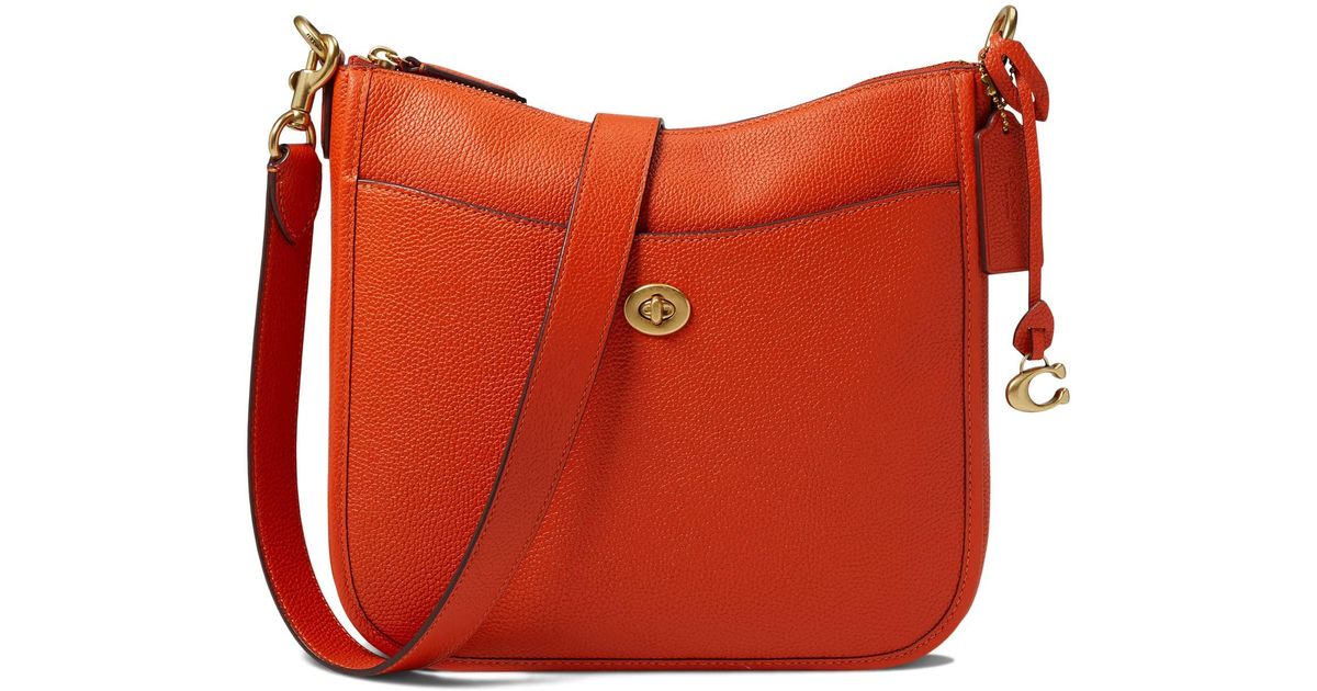 COACH Polished Pebble Leather Chaise Crossbody in Red Lyst