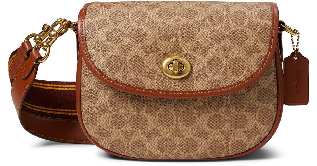COACH Coated Canvas Signature Willow Saddle Bag in Tan (Natural) Lyst