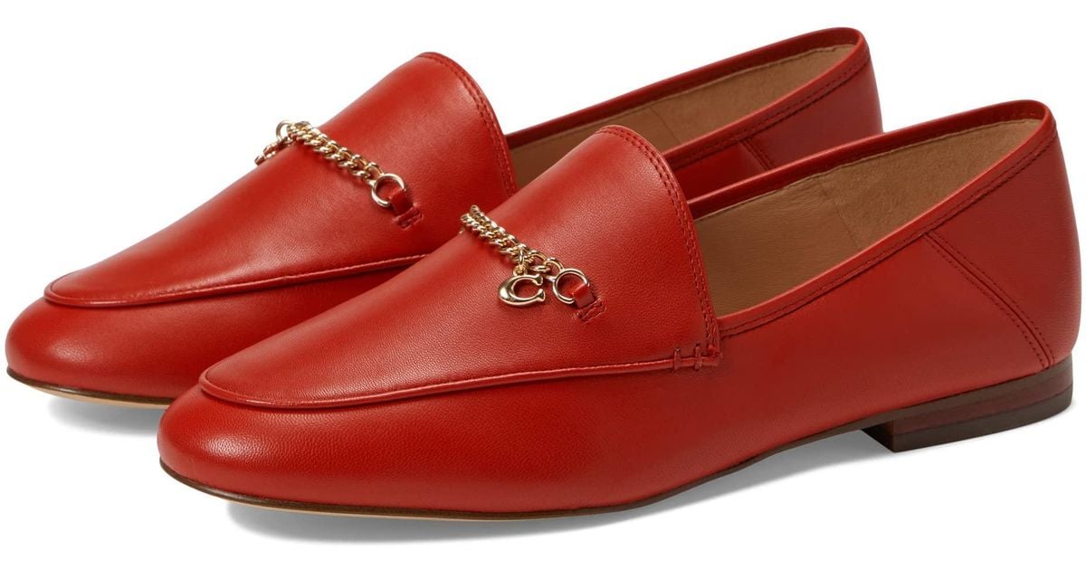 COACH Hanna Leather Loafer in Red Lyst