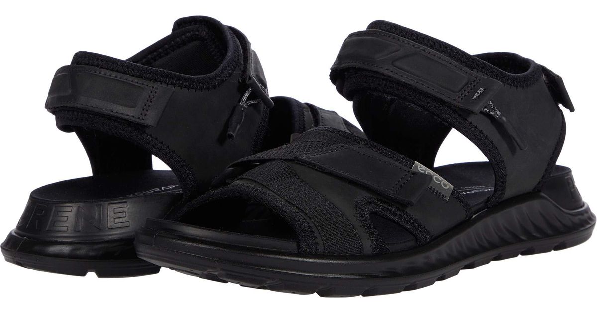 Ecco Leather Exowrap 3-strap Sandal in Black - Lyst