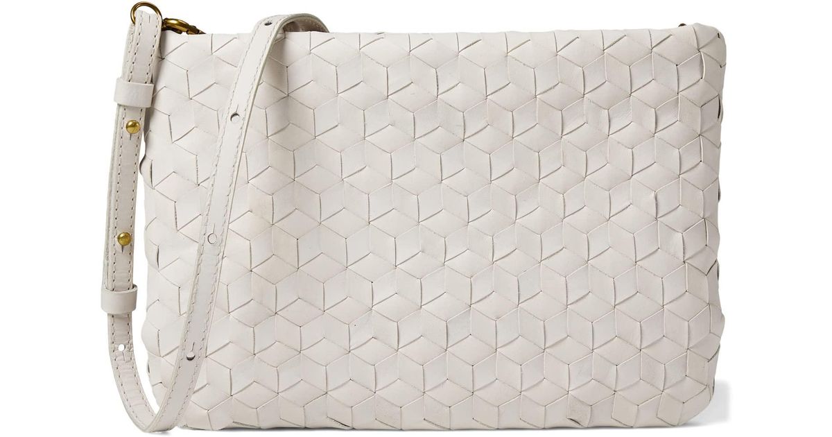 Madewell The Puff Crossbody Bag Woven Leather Edition in White Lyst
