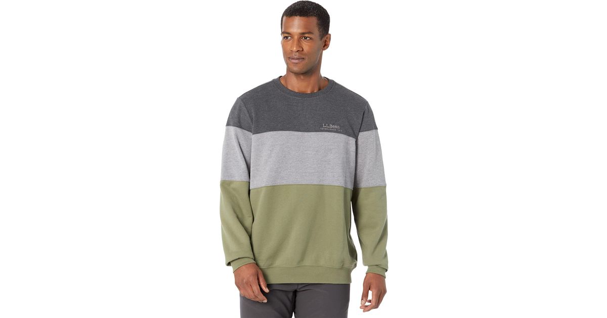 L.L. Bean Cotton 1912 Sweatshirt Crew Neck Colorblock Tall in Blue