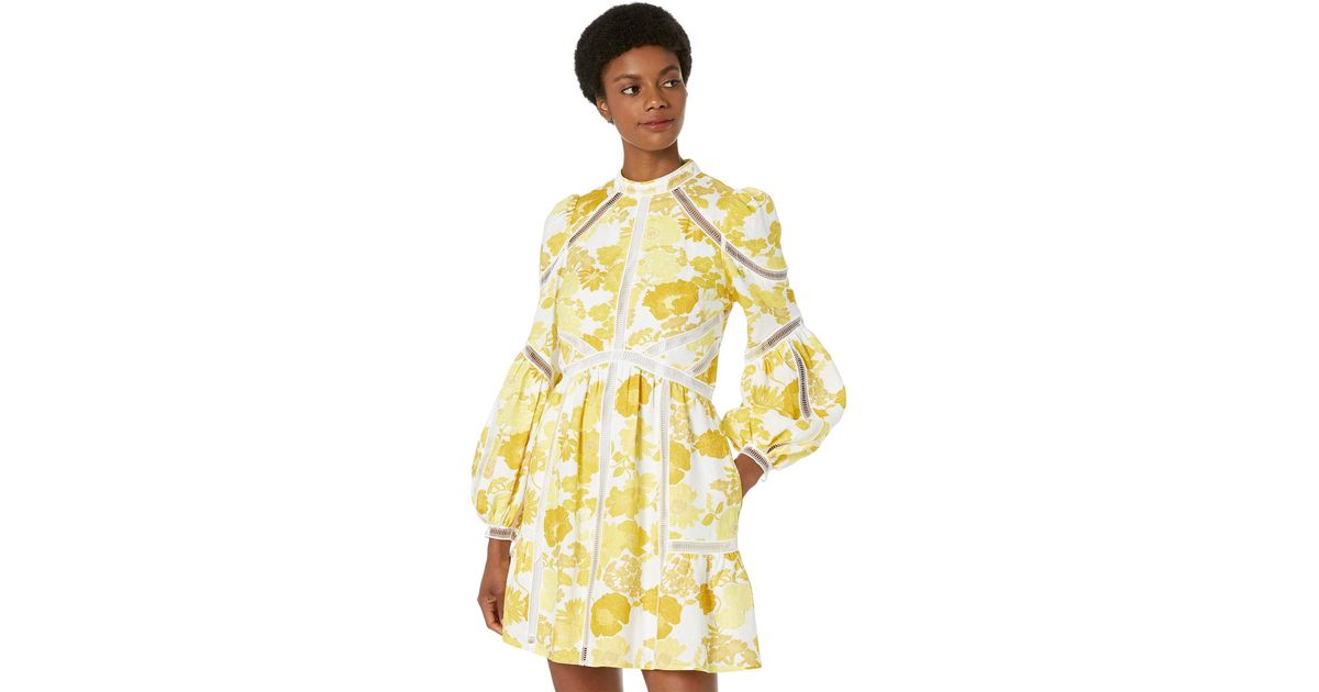 Ted Baker Cornila Linen Mini Dress in Yellow Lyst