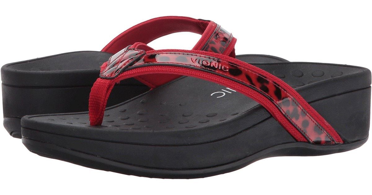 red vionic flip flops