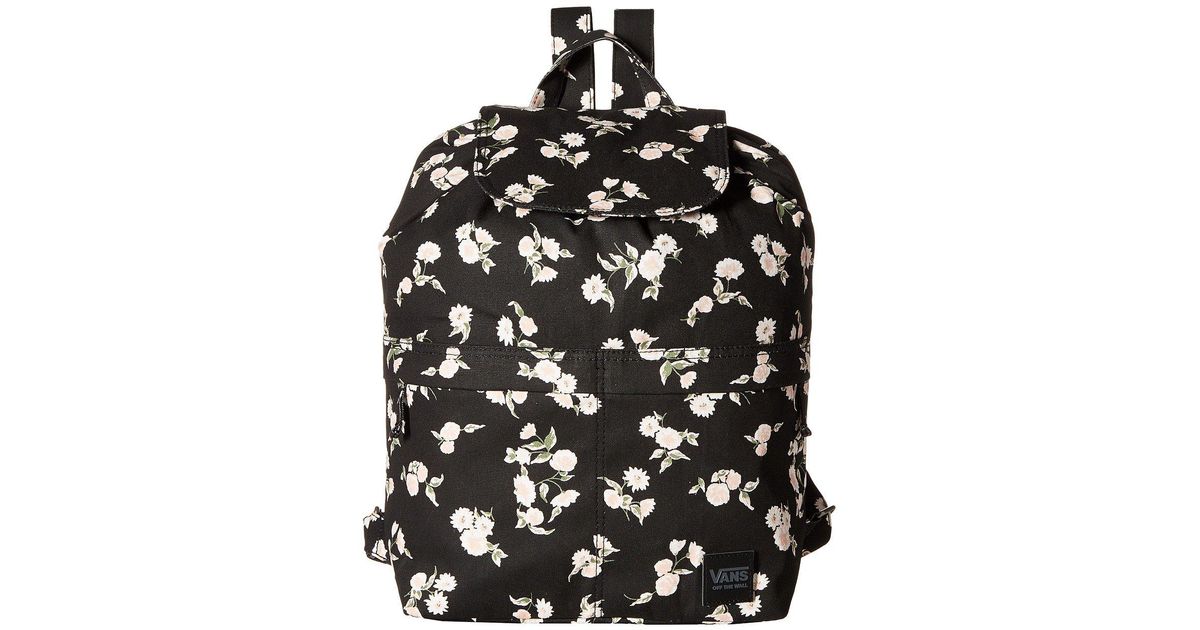 vans realm classic black & sundaze floral backpack