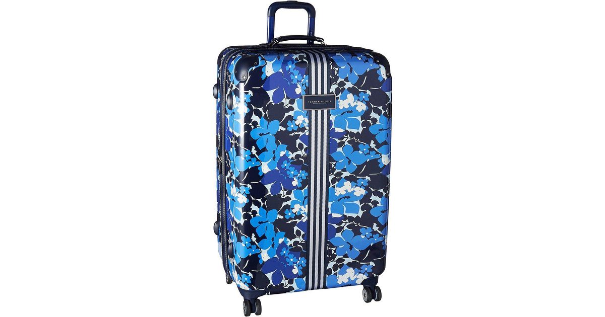 blue floral suitcase