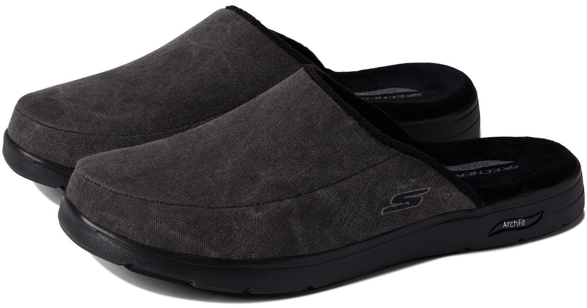 Skechers Slippers | Womens Arch Fit: Lounge - Snuggle Down Slide Taupe â Odyssey Labs
