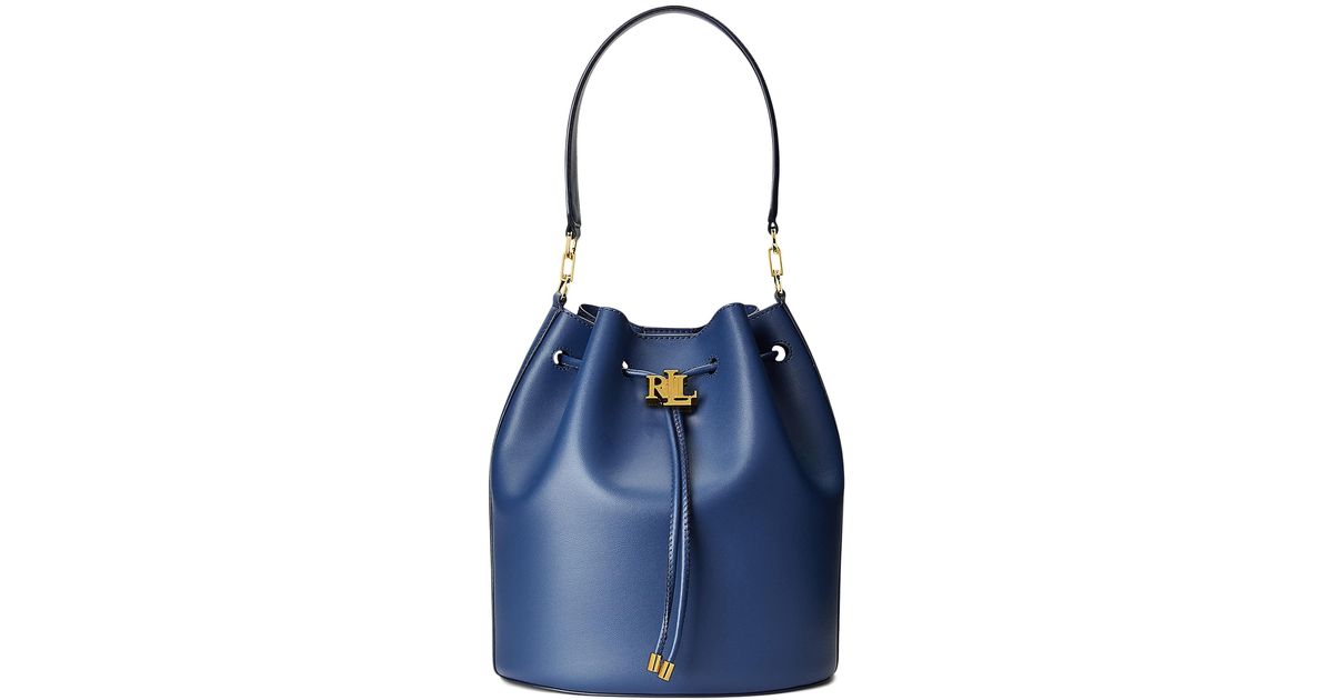 Lauren by Ralph Lauren Large Andie Leather Drawstring Bag in Blue Lyst