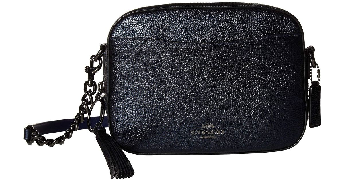 coach metallic blue camera bag