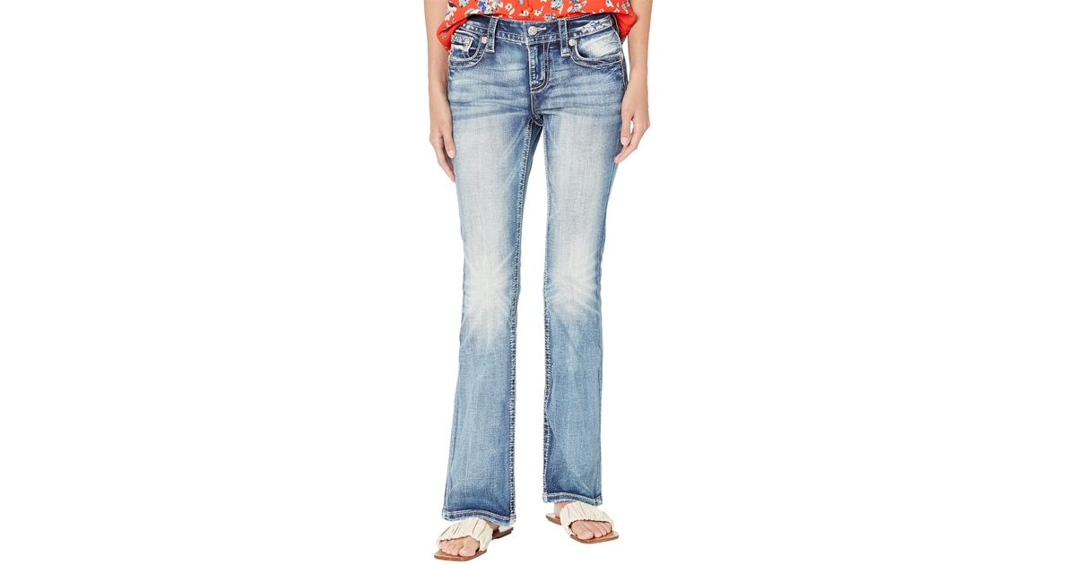 Miss Me Denim Arrow Horseshoe Boot Jeans In Light Blue Lyst