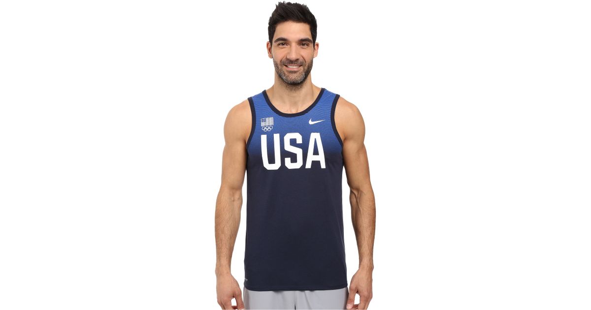 Nike Team Usa Flowmotion Logo Tank in Blue for Men | Lyst
